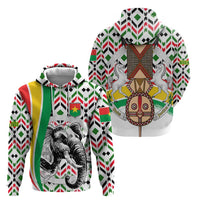 Burkina Faso Zip Hoodie with Red Green Black Geometric Design - Wonder Print Shop