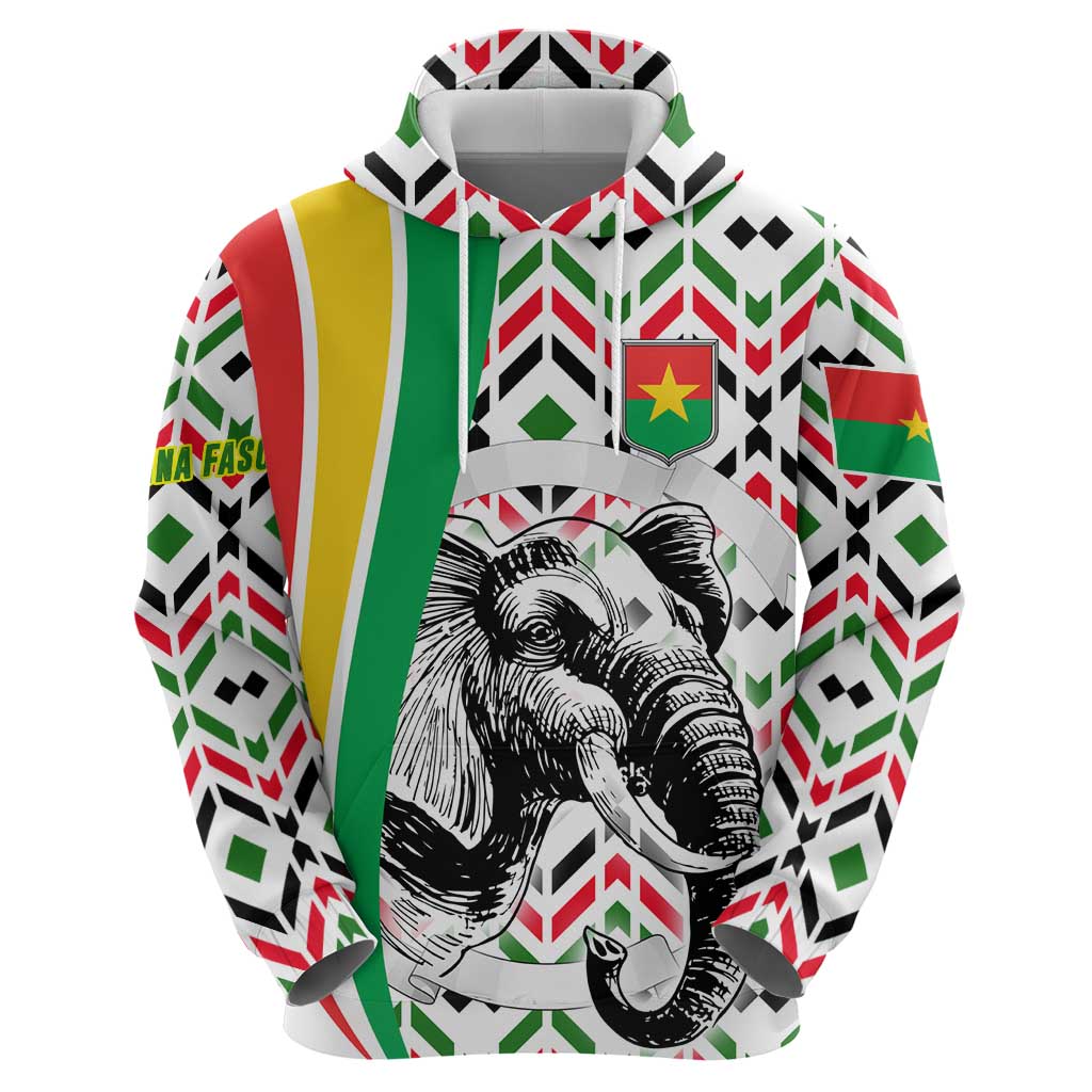 Burkina Faso Zip Hoodie with Red Green Black Geometric Design - Wonder Print Shop