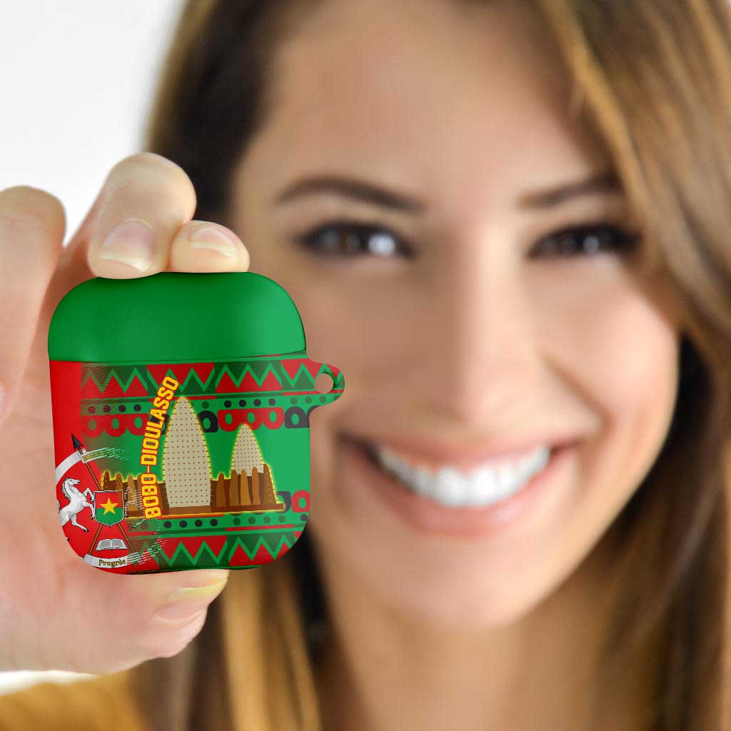 Burkina Faso AirPods Case with Red Green Tribal Design and Bobo Dioulasso Landmark - Wonder Print Shop