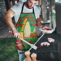Burkina Faso Apron with Red Green Tribal Design and Bobo Dioulasso Landmark - Wonder Print Shop