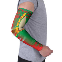 Burkina Faso Arm Sleeves with Red Green Tribal Design and Bobo Dioulasso Landmark - Wonder Print Shop