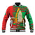 Burkina Faso Baseball Jacket with Red Green Tribal Design and Bobo Dioulasso Landmark - Wonder Print Shop
