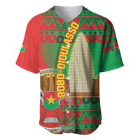 Burkina Faso Baseball Jersey with Red Green Tribal Design and Bobo Dioulasso Landmark - Wonder Print Shop