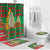 Burkina Faso Bathroom Set with Red Green Tribal Design and Bobo Dioulasso Landmark - Wonder Print Shop