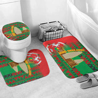 Burkina Faso Bathroom Set with Red Green Tribal Design and Bobo Dioulasso Landmark - Wonder Print Shop