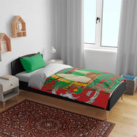 Burkina Faso Bedding Set with Red Green Tribal Design and Bobo Dioulasso Landmark - Wonder Print Shop