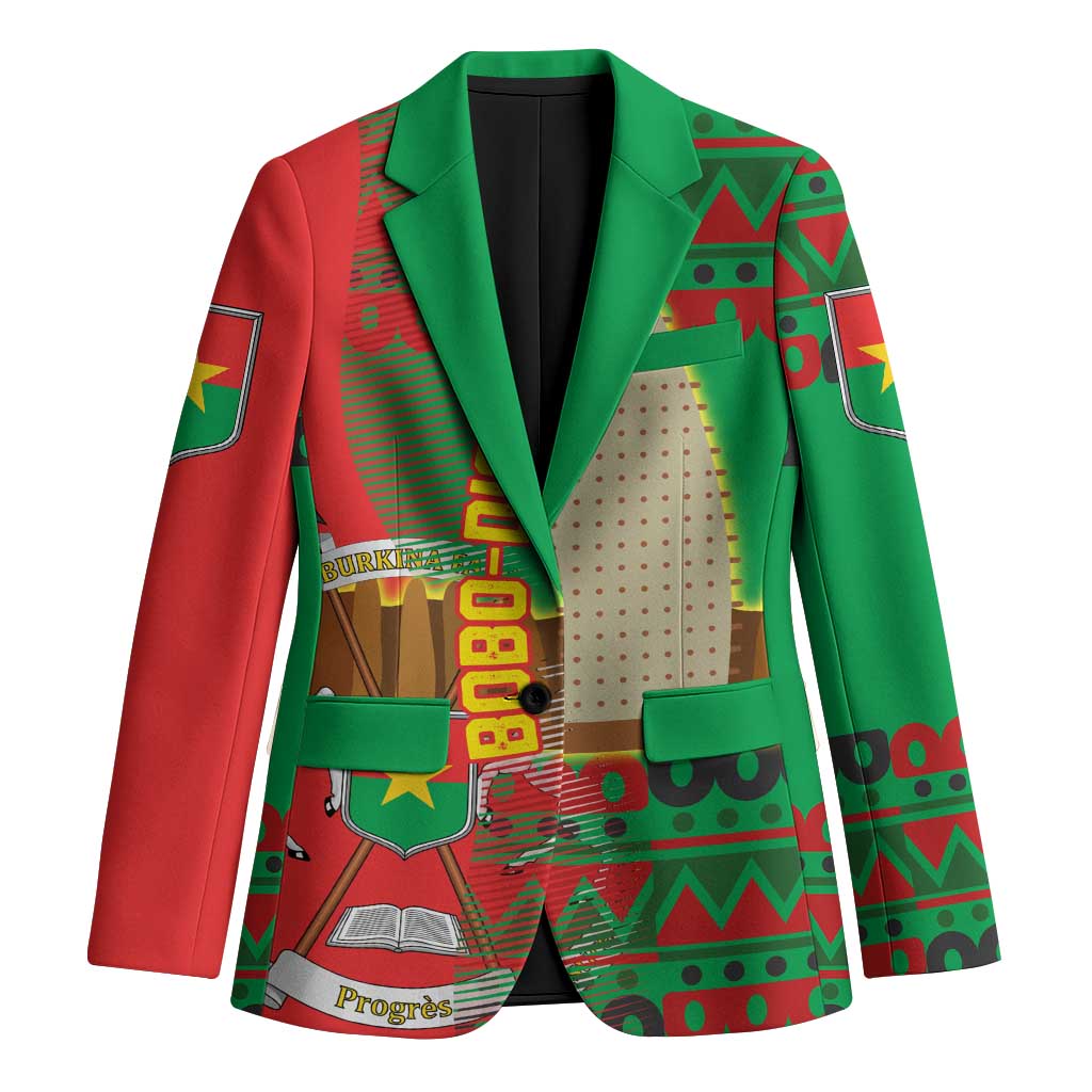 Burkina Faso Blazer with Red Green Tribal Design and Bobo Dioulasso Landmark - Wonder Print Shop