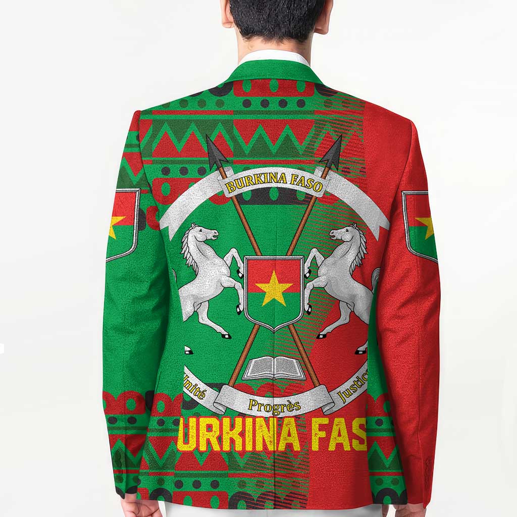 Burkina Faso Blazer with Red Green Tribal Design and Bobo Dioulasso Landmark - Wonder Print Shop