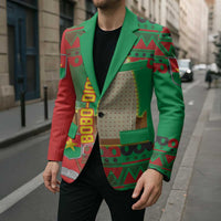Burkina Faso Blazer with Red Green Tribal Design and Bobo Dioulasso Landmark - Wonder Print Shop