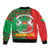 Burkina Faso Bomber Jacket with Red Green Tribal Design and Bobo Dioulasso Landmark - Wonder Print Shop