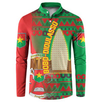 Burkina Faso Button Sweatshirt with Red Green Tribal Design and Bobo Dioulasso Landmark - Wonder Print Shop