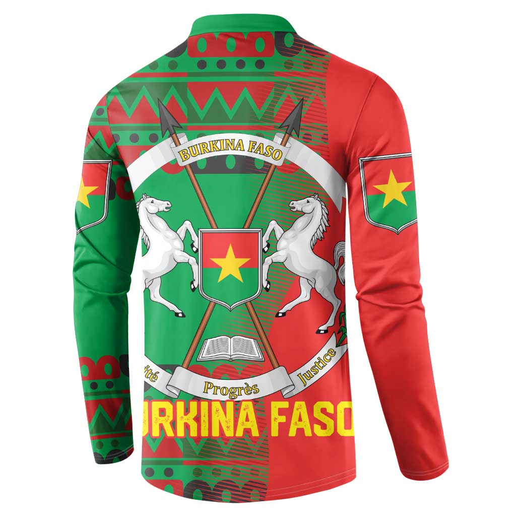 Burkina Faso Button Sweatshirt with Red Green Tribal Design and Bobo Dioulasso Landmark - Wonder Print Shop