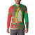 Burkina Faso Button Sweatshirt with Red Green Tribal Design and Bobo Dioulasso Landmark - Wonder Print Shop