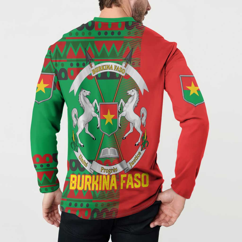 Burkina Faso Button Sweatshirt with Red Green Tribal Design and Bobo Dioulasso Landmark - Wonder Print Shop