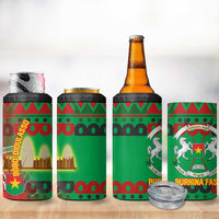 Burkina Faso 4 in 1 Can Cooler Tumbler with Red Green Tribal Design and Bobo Dioulasso Landmark - Wonder Print Shop