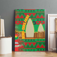Burkina Faso Canvas Wall Art with Red Green Tribal Design and Bobo Dioulasso Landmark - Wonder Print Shop