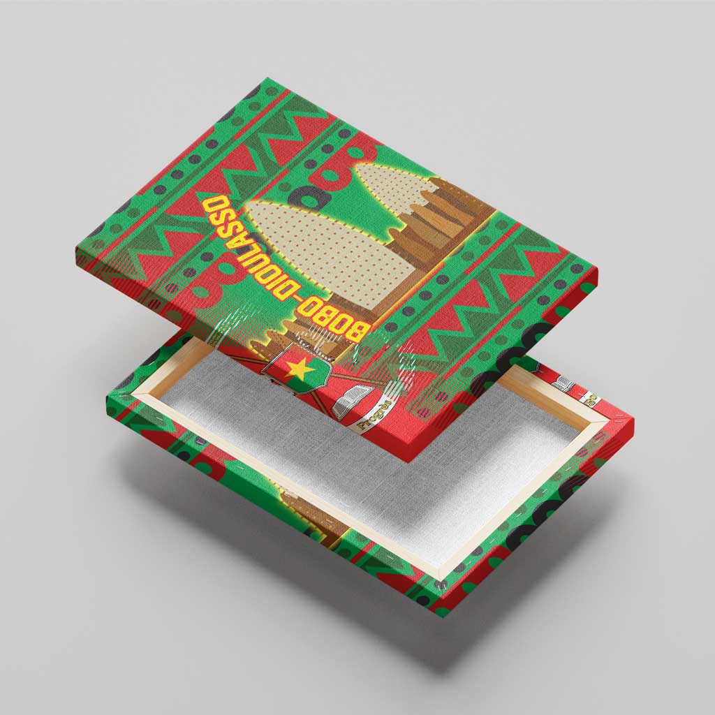 Burkina Faso Canvas Wall Art with Red Green Tribal Design and Bobo Dioulasso Landmark - Wonder Print Shop