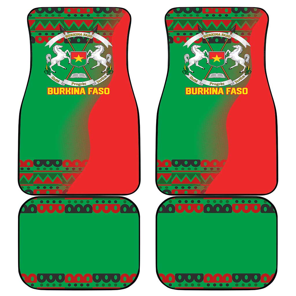 Burkina Faso Car Mats with Red Green Tribal Design and Bobo Dioulasso Landmark - Wonder Print Shop