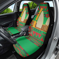 Burkina Faso Car Seat Cover with Red Green Tribal Design and Bobo Dioulasso Landmark - Wonder Print Shop