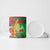 Burkina Faso Ceramic Mug with Red Green Tribal Design and Bobo Dioulasso Landmark - Wonder Print Shop