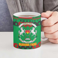 Burkina Faso Ceramic Mug with Red Green Tribal Design and Bobo Dioulasso Landmark - Wonder Print Shop