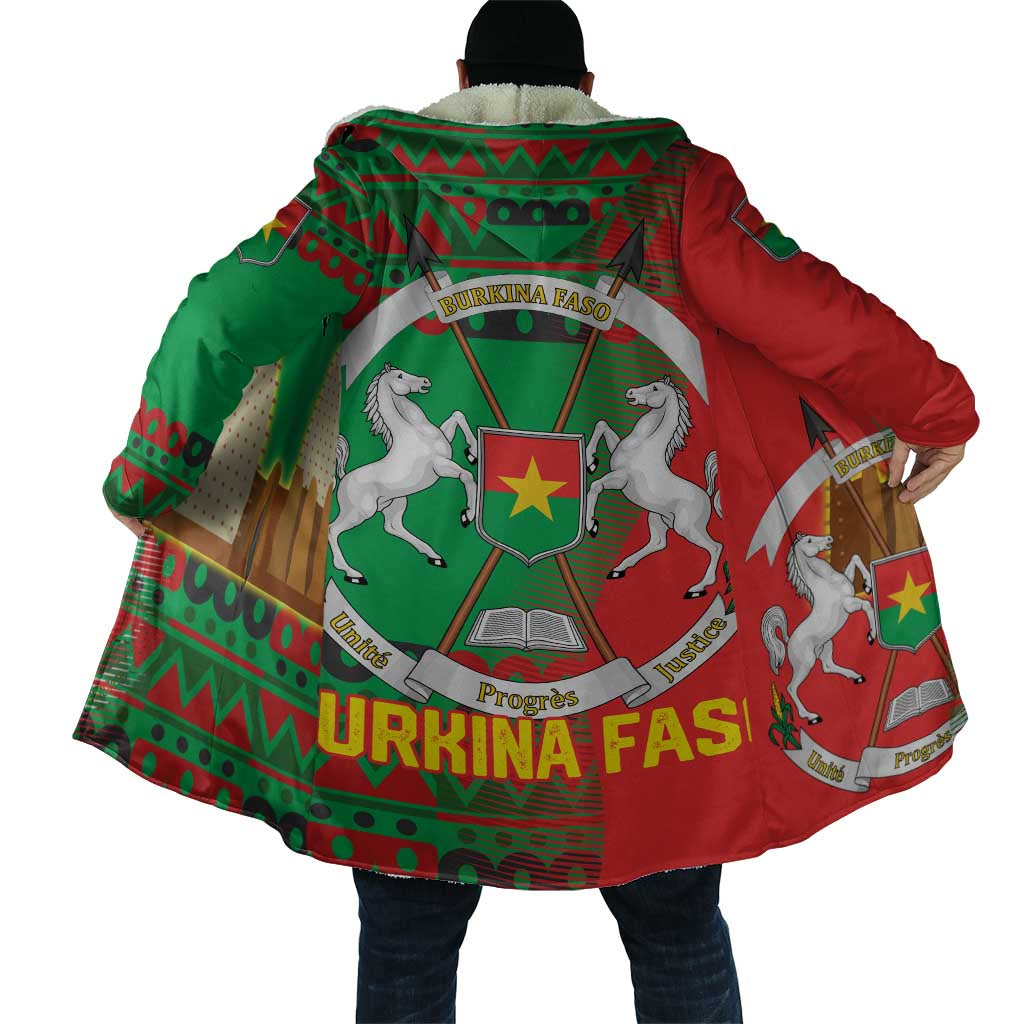 Burkina Faso Cloak with Red Green Tribal Design and Bobo Dioulasso Landmark - Wonder Print Shop