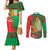 Burkina Faso Couples Matching Mermaid Dress and Long Sleeve Button Shirt with Red Green Tribal Design and Bobo Dioulasso Landmark - Wonder Print Shop