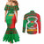 Burkina Faso Couples Matching Mermaid Dress and Long Sleeve Button Shirt with Red Green Tribal Design and Bobo Dioulasso Landmark - Wonder Print Shop