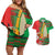 Burkina Faso Couples Matching Off Shoulder Short Dress and Hawaiian Shirt with Red Green Tribal Design and Bobo Dioulasso Landmark - Wonder Print Shop