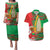 Burkina Faso Couples Matching Puletasi and Hawaiian Shirt with Red Green Tribal Design and Bobo Dioulasso Landmark - Wonder Print Shop