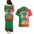 Burkina Faso Couples Matching Puletasi and Hawaiian Shirt with Red Green Tribal Design and Bobo Dioulasso Landmark - Wonder Print Shop