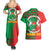 Burkina Faso Couples Matching Summer Maxi Dress and Hawaiian Shirt with Red Green Tribal Design and Bobo Dioulasso Landmark - Wonder Print Shop
