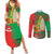Burkina Faso Couples Matching Summer Maxi Dress and Long Sleeve Button Shirt with Red Green Tribal Design and Bobo Dioulasso Landmark - Wonder Print Shop