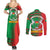 Burkina Faso Couples Matching Summer Maxi Dress and Long Sleeve Button Shirt with Red Green Tribal Design and Bobo Dioulasso Landmark - Wonder Print Shop