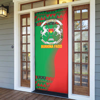 Burkina Faso Door Cover with Red Green Tribal Design and Bobo Dioulasso Landmark - Wonder Print Shop