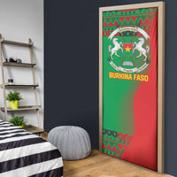 Burkina Faso Door Cover with Red Green Tribal Design and Bobo Dioulasso Landmark - Wonder Print Shop