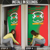 Burkina Faso Door Cover with Red Green Tribal Design and Bobo Dioulasso Landmark - Wonder Print Shop