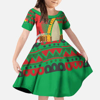 Burkina Faso Family Matching Off Shoulder Maxi Dress and Hawaiian Shirt with Red Green Tribal Design and Bobo Dioulasso Landmark - Wonder Print Shop