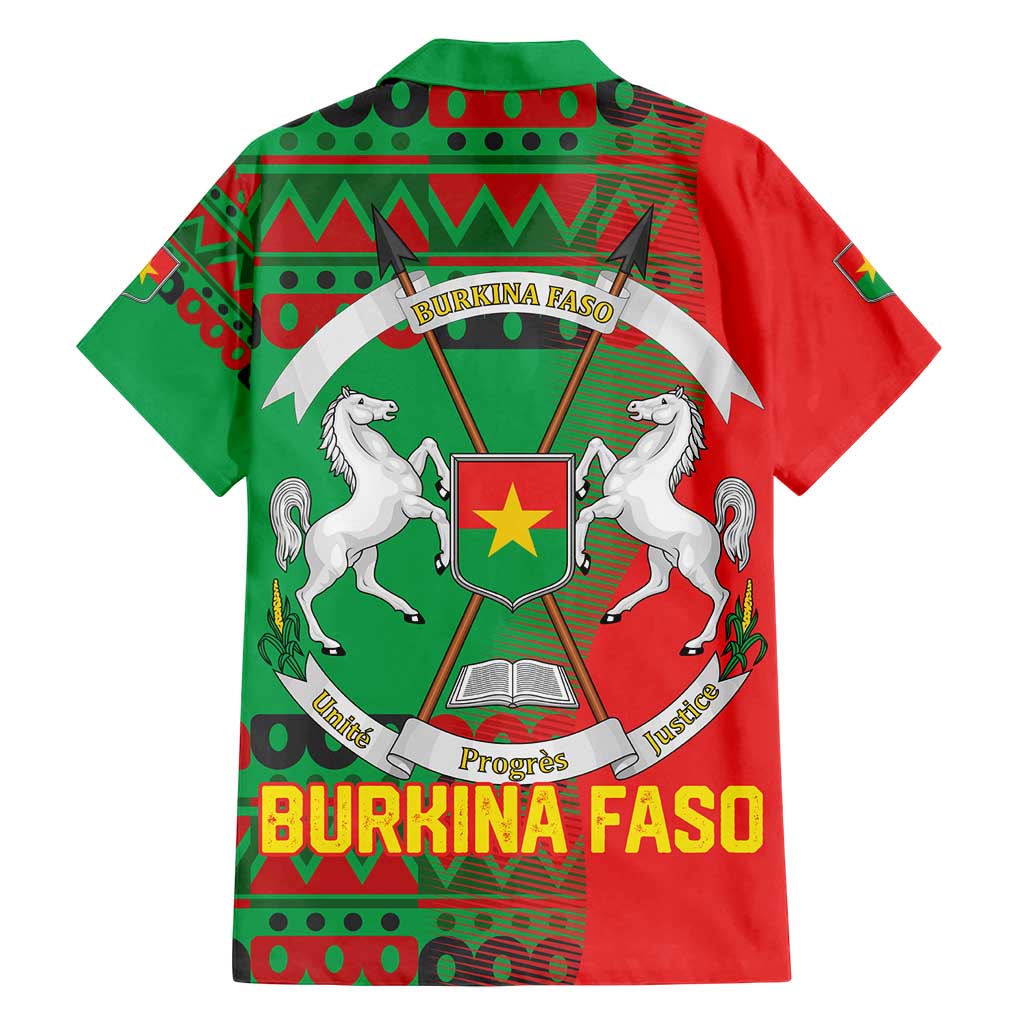 Burkina Faso Family Matching Off Shoulder Maxi Dress and Hawaiian Shirt with Red Green Tribal Design and Bobo Dioulasso Landmark - Wonder Print Shop