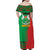 Burkina Faso Family Matching Off Shoulder Maxi Dress and Hawaiian Shirt with Red Green Tribal Design and Bobo Dioulasso Landmark - Wonder Print Shop