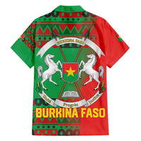 Burkina Faso Family Matching Off Shoulder Short Dress and Hawaiian Shirt with Red Green Tribal Design and Bobo Dioulasso Landmark - Wonder Print Shop