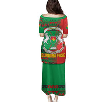 Burkina Faso Family Matching Puletasi and Hawaiian Shirt with Red Green Tribal Design and Bobo Dioulasso Landmark - Wonder Print Shop