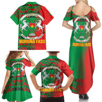 Burkina Faso Family Matching Summer Maxi Dress and Hawaiian Shirt with Red Green Tribal Design and Bobo Dioulasso Landmark - Wonder Print Shop