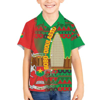 Burkina Faso Family Matching Tank Maxi Dress and Hawaiian Shirt with Red Green Tribal Design and Bobo Dioulasso Landmark - Wonder Print Shop