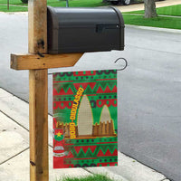 Burkina Faso Garden Flag with Red Green Tribal Design and Bobo Dioulasso Landmark - Wonder Print Shop