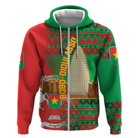 Burkina Faso Hoodie with Red Green Tribal Design and Bobo Dioulasso Landmark - Wonder Print Shop