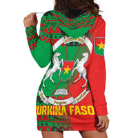 Burkina Faso Hoodie Dress with Red Green Tribal Design and Bobo Dioulasso Landmark - Wonder Print Shop
