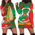Burkina Faso Hoodie Dress with Red Green Tribal Design and Bobo Dioulasso Landmark - Wonder Print Shop