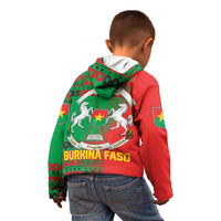 Burkina Faso Kid Hoodie with Red Green Tribal Design and Bobo Dioulasso Landmark - Wonder Print Shop