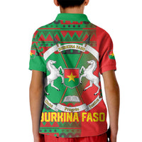 Burkina Faso Kid Polo Shirt with Red Green Tribal Design and Bobo Dioulasso Landmark - Wonder Print Shop